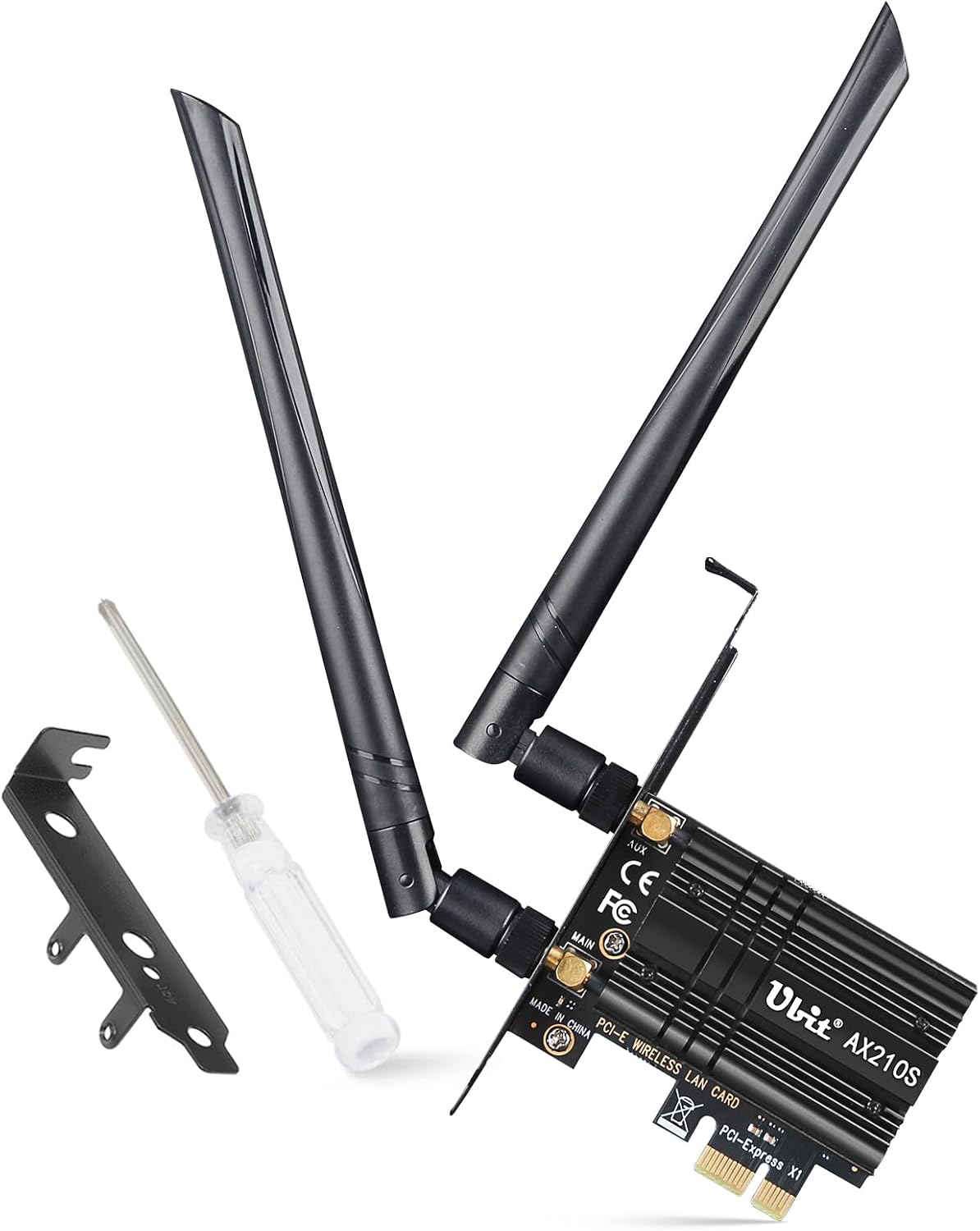 Ubit 6Ghz WiFi Card 5400Mbps PCIe WiFi 6E Card, Intel WiFi 6E AX210 Chip with Bluetooth, 160MHz Tri-Bands(6GHz/5GHz/2.4GHz) Wireless WiFi 6 Card for Desktop Windows 11/10(64Bit)
