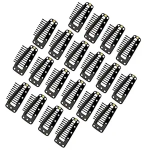 Black : 20pcs Clip in Hair Extensions, Jmkcoz Snap-Comb Wig Clips with Rubber for Hair Extension Black