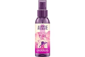 Aussie Work That Curl Lightweight Oil 100ml. Multi-Tasking Hair Serum to Boost Shine, Moisturise and Nourish Curly Hair. Infused with Jojoba Seed Oil. Vegan and Cruelty-Free