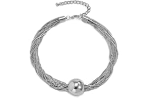 Clataly Chunky Sphere Pendant Necklace Exaggerated Multi-layer Statement Necklace Bracelets Thick Chains Jewelry for Women Girls