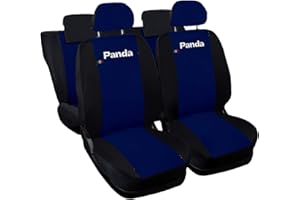 Auto Accessori Lupex - Coprisedili Auto Compatibili per Panda Seconda 169 e Terza 319 serie, Blu Scuro Nero, Made In Italy, fodere protezione sedili anteriori e posteriori, 50 e 50, poliestere