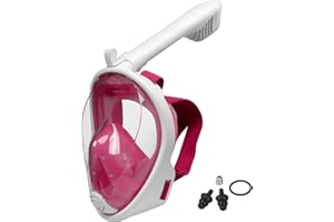 Lamker Masque de Plongée Plein Visage Enfants 180°Vision Panoramique Anti-Buée Anti-Fuite Snorkeling Mask avec Support de Caméra