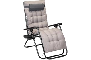 Hortan Poltrona Sdraio Reclinabile Con Cuscino Imbottito, Tavolino Portaoggetti, Seduta In Tessuto Textilene E Struttura Richiudibile in Acciaio Inossidabile, Per Interno, Terrazzo e Giardino