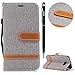 Produktbild Galaxy S7 Handyhülle,Galaxy S7 Hülle,WIWJ PU Cover Case Leder Flip Wallet Schutzhülle [Colorblocked Denim Handytasche]Hülle für Samsung Galaxy S7-Grau