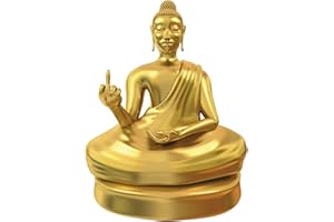 ‎MONSTERZEUG Monsterzeug Kleine Buddha Statue mit Mittelfinger, Goldener Deko Buddha, Witzges Gadget zum Hinstellen, Coole Dekoration für Wohnzimmer und Büro