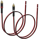 J&amp;D RCA to Speaker Cable Adapter, 2 Pieces 20AWG 0.3 m, RCA Male to Bare Wire Connector for Repairing Speaker Cables, Compati