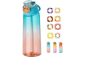 DPZO Air Gourde Up 900ML, Bouteille Air Gourde Up Sport Paille avec 8 Pods de Gout Gourde Aromatisée Air Gourde Up Tritan Water Bottle Fitness (Dégradé bleu-orange)
