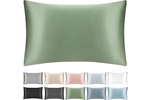 SILKTALE 100% Mulberry Silk Toddler/Travel Pillowcase,Both Sides 19MM Small Silk Pillow Case with Hidden Zipper for Kids/Baby 1pc, Sage Green,13"x18"