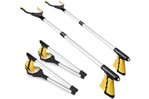 APTOPER 2 Pack Litter Picker,32 Inch Foldable Hand Reach Stick, Grabber Reacher for Elderly, Lightweight Extra Long Handy Trash Picker Upper Claw Grabber (Yellow)