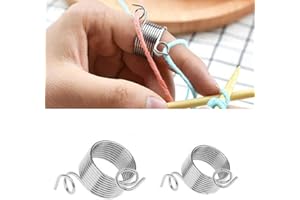 Fdit Garnführer Strickfingerhut, 2 Stück 2 Größe Edelstahl Spiralstrick Fingerhut Fingerring zum Stricken Handwerk Zubehör Werkzeug