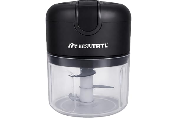 Mr. TRU Smart Electric Mini Chopper for Kitchen 1200 mAh Battery Portable Food Processor for Onion, Tomato, Nuts & Vegetable Multipurpose Cutter 1 Year Warranty 250ml (Black)