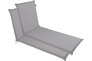 ‎LILENO HOME LILENO HOME Sonnenliege Auflage als [2er Set - Rollliege] in Grau - Gartenliegen Auflage perfekt für Strandliege - Polster Auflage für Gartenliege (188x60x5cm) MIA