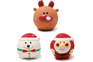 TONGKTAI Piszczące piłki dla psa, miękkie, sprężyste, naturalny lateks, zabawka dla małych i średnich psów, urocze, interaktywne zabawki dla szczeniaka, zestaw świąteczny (Święty Mikołaj + renifer +
