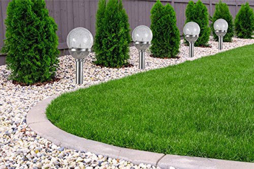 4erSet Premium Solarlampe Solarleuchte LED RGB Farbwechsel Edelstahl Gartenkugel - 2