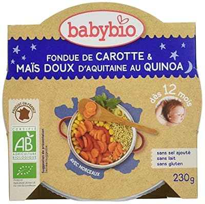 Babybio Assiette Fondue Carotte Maïs Quinoa 230 g - Lot de 5
