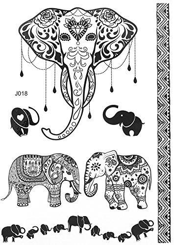 3 Bögen Henna TATTOO SCHWARZ Black C Fake Flash Tattoo Aufkleber - 3