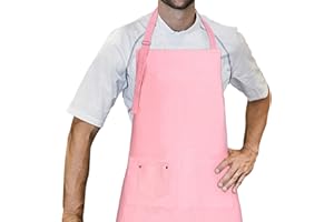 LessMo Tablier, 70 x 85 cm, 100% Tablier de Cuisine en Coton avec Cou réglable Sangle, qualité Professionnelle Tablier BBQ