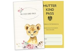 OLGS Mother-child passport cover Austria wilderness | baby pregnant gift idea Muki pass cover | protective cover Muki passport (cover for the Austrian MuKi passport without personalisation, lion)