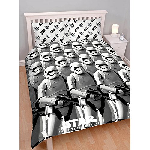 Star Wars Childrens/Boys Stormtrooper Awaken Reversible Duvet Cover Bedding Set (Single, Double) (Single Bed) (Black/White/Grey)
