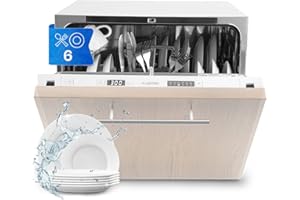 Klarstein Amazonia Pequeño con Instalacion Empotrable, Mini Lavavajillas 6 Cubiertos, Lavavajillas Portatil Sobremesa Silencioso, 6 Programas de Lavado, Lavavajillas Compacto Casa y Oficina