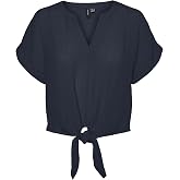 VERO FASHION VMGABBI SS CROPPED TIE TOP WVN GA T-Shirt Women