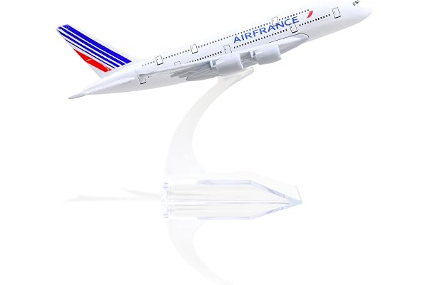 QIYUMOKE 1/400 A380 Modèle d'avion en métal moulé -pour Air France A380 Sky Jumbo Plan du modèle avec Support (6 Pouces) pour Les décorations de Cadeau ou d'affichage des Amateurs d'aviation