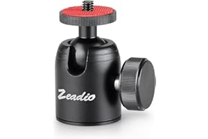 Zeadio Mini Tripod Head Ball Head, 360° Rotatable Metal Ball Head with 1/4 and 3/8 Thread Hole for LED Light, Monitor, Lamp Tripod, Cameras, DSLR, Monopod, Slider etc