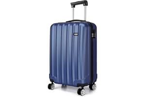 KONO Handgepäck Koffer Trolley ABS Leicht Kabinenkoffer Reisekoffer mit 4 Rollen und Zahlenschloss, 55x35x20cm, 32 Liter, Navy Blau