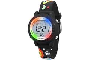 HMJIA 3D Cartoon Design zegarek na rękę dla dzieci, chłopców i dziewczynek, wodoszczelny zegarek dziecięcy z budzikiem, datownikiem, stoperem LED