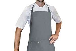 LessMo Tablier, 70 x 85 cm, 100% Tablier de Cuisine en Coton avec Cou réglable Sangle, qualité Professionnelle Tablier BBQ