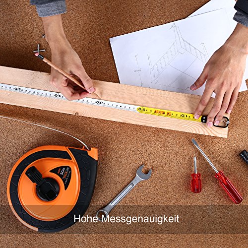 Tacklife TM-C03 Klassisches Maßband 50M, mit doppelseitiger Skalen von Zoll und Meter, Messung von Haushalt, Zimmerei - 5