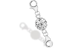 ALEXCRAFT 925 Sterling Silver Magnetic Jewelry Clasp, Disco Ball Strong Magnetic Double Lobster Clasp, Silver Magnetic Necklace Clasps Bracelet Closures Jewelry Clasp Connector Chain Converter