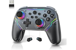 EJGAME Wireless Controller Compatible with Switch/Switch 2/Windows PC/Steam Deck/Android, Switch Pro Controller with Hall Effect Joysticks and Triggers,with USB Bluetooth Adapter for PC (Black)