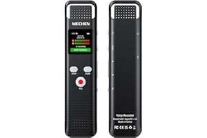 MECHEN Dictaphone 128 Go avec reconnaissance vocale, 1536 kbps avec lecteur MP3, qualité sonore HD, réduction du bruit, enregistreur vocal pour conférence, réunion