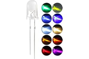 DiCUNO 5MM LED Leuchtdioden, transparenter Rundkopf LED Dioden Multicolor für Handarbeit, 10 Farben (20er Jede Farbe), Rot Grün Blau Purpur Orange Gelb usw