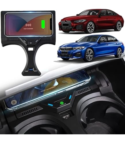 Car Wireless Charger for b-m-w 3 Series G20 2019-2023 4 Series G22 2020-2023for b-m-w 330i/330i xDrive/M340i/330e/430i/430i xDrive/M440i xDrive 15W Fast Charging Phone Charger Pad for /1/1/1/15w