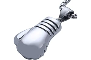 DonDon Collier Homme et Pendentif Gant de Boxe en Acier Inoxydable dans Une Pochette en Velours