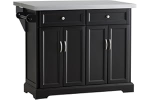 SoBuy Kitchen Island on Wheels, Rolling Kitchen Storage Trolley with Extendable Worktop, 2 Drawers and Adjustable Shelves for Dining Room, Breakfast Bar Black 115x(46-71) x92cm FKW71-SCH