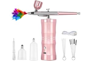 MORE9ROOM Cordless Airbrush Kit with Compressor Rechargeable Portable High Portable Mini Airbrush Gun Set Air Brush for Nail Art, Makeup, Barber, Cake Decor, Model Painting