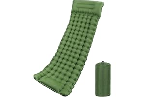 Isomatte Camping Selbstaufblasend Outdoor,WolinTek Aufblasbare Matratze Dick Wasserdicht Schlafmatte Selbstaufblasbare Luftmatratze mit Kissen Faltbar Iso Matte für Wandern Reisen Strand Zelt (Green)