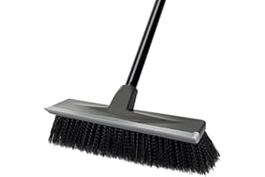 KEFANTA Floor Scrubbing Brush with Long Handle150 cm,Heavy Duty Stiff Bristle Floor Scrubber with Squeegee for Cleaning Deck Patio Bathroom Garage Kitchen Wall Tub Tile Swimming Pool