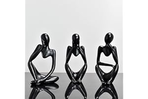 SIETIOJI 3-teiliges Denker-Statue-Set, Denker-Statue, personalisierte abstrakte Ornamente für Büro, Wohnzimmer, Schreibtisch, Zimmerdekoration (schwarz)