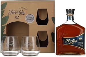 Flor de Caña Centenario 12 Years Old Rum 40% Vol. 0,7l in Giftbox with 2 glasses