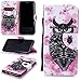 Produktbild FNBK Samsung Galaxy S9 Plus Hülle Leder Lanyard Rosa Blumeneule Flip Schutzhülle Silikon BackCover Flip Cover Wallet Bookstyle Handyhülle Tasche Stand Kartenfächer Ledertasche