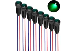 Gebildet 8st Grön LED-indikator Pilotljus 110-220VAC Monteringshål Storlek 8mm (Flamskyddande plastskal)
