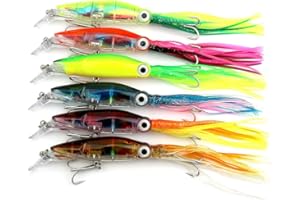 ZREAL Leurre de Pêche Appâts de pêche Calmar Jig Pêche Leurre 14 cm 40 g Octopus Jupe Appâts 3D Yeux avec Treble Crochet Dur Appât pour la Pêche en Mer