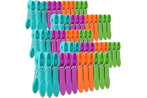 lohey 60 Pack Clothes Pegs for Washing Line, Non Slip Washing Pegs Strong with Durable Spring, 4 Colors Plastic Laundry Pegs for Home Garden Indoor & Outdoor