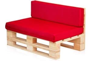 PALETS TALAVERA SL Conjunto Sofa DE PALETS + Set Cojines (Asiento + Respaldo) (120X60, Rojo Transpirable)