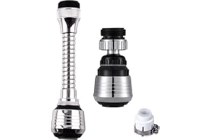 VIOLOTORIS 2 Pcs Tap Extender for Kitchen Sink, 2 Modes Tap Aerator, 360 Degree Swivel, for Kitchens, Bathrooms, Toilets, Dormitories