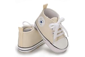 Frobukio Newborn Baby Boy Girl Canvas Sneakers Non-Slip Soft Sole First Walkers Infant